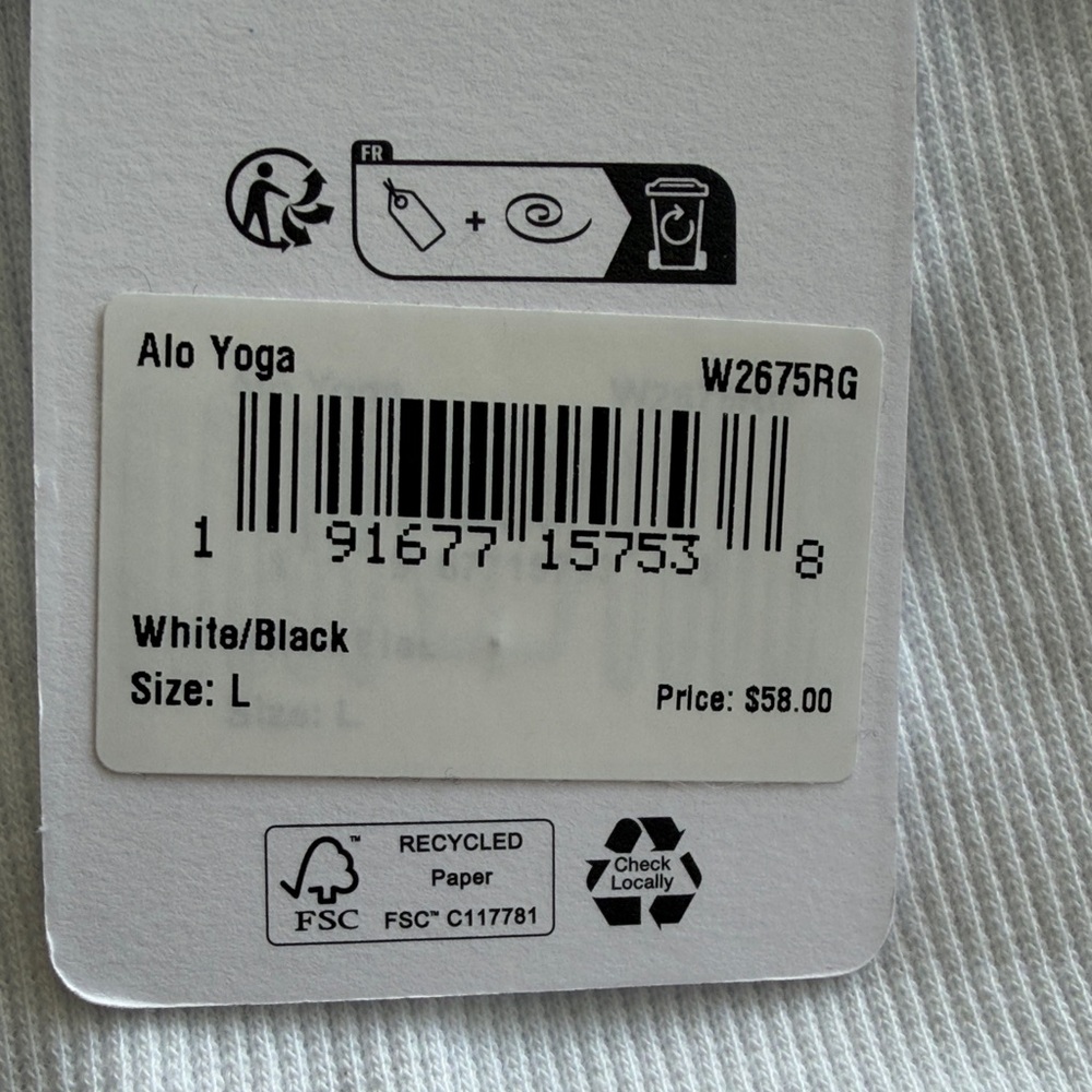ALO NWT Yoga White Ribbed Racerback Tank Top - Picture 4 of 5